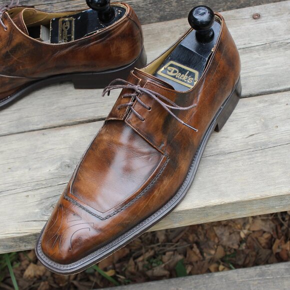 Mezlan Brown Leather Medallion Toe Derby, Men's 10 M, Made in Spain, EUC - Picture 4 of 15